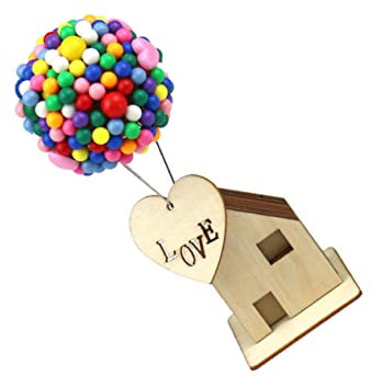 PRETYZOOM Valentinstag Selbstgemacht Holzhaus Ballon Modell Satz Buntes Miniatur Haus Kreative Tischdekoration für Geschenk und Familienaktivität