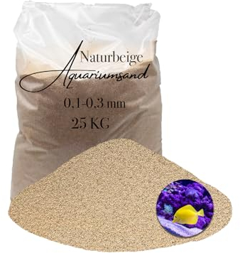 Aquariumsand Aquariumkies beige im 25 kg Sack, kantengerundet, gewaschen, ungefärbt 0,1-0,3 mm