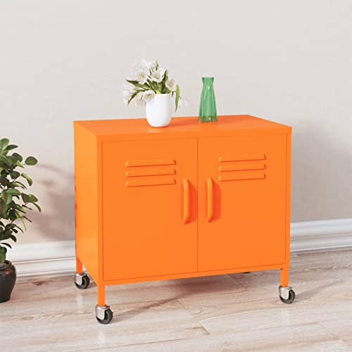Homgoday förvaringsskåp med hjul stålskåp skåp sidoskåp multifunktion förvaringsskåp metallskåp stående skåp orange 60 x 35 x 56 cm stål