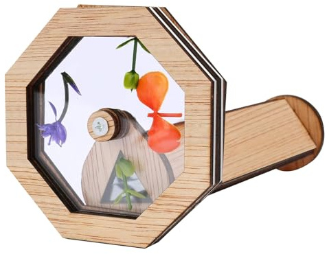 POFET Kit de Kaléidoscope DIY, Kaléidoscope en Bois, Jouets éducatifs Faits à la Main, Ensemble de Fabrication de Kaléidoscope Rotatif Magique Classique pour l'anniversaire des Amoureux (Octogone)