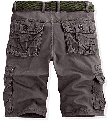Short cargo pour homme - Multi poches - Respirant - Bermuda d'extérieur - Short de travail léger - Coupe décontractée - Avec plusieurs poches - Pantalon fonctionnel, gris, 34