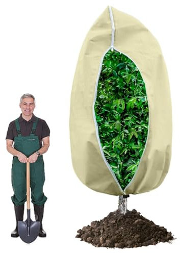 QINFEN YUNDOU Funda para Plantas, Protector de Plantas para Invierno 70g/m², Plantas Cubierta Protección Reutilizable con Cordón y Cremallera para Plantas y Arbustos, Resistente Protector, 200 x 240cm