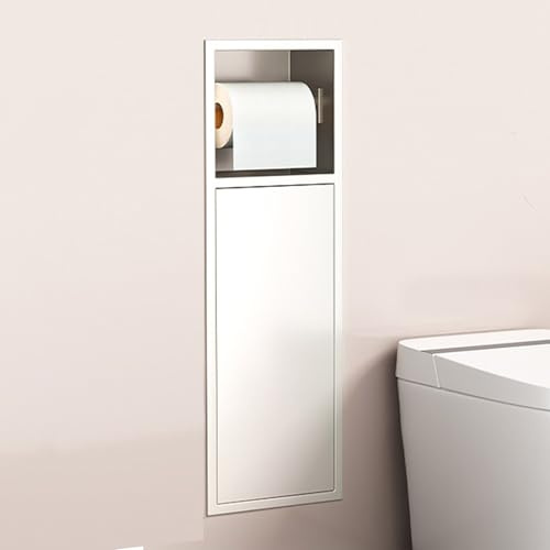 Eingelassene Duschnische,Wandregal-Organizer für Badezimmer Duschregal aus Edelstahl Eingelassener Toilettenpapierhalter Integriertes Mülleimerregal für Küche, Wohnzimmer, Hotel, Wohnbereich