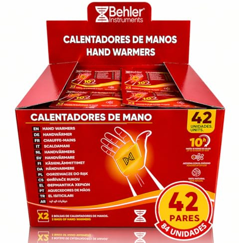 Calentadores de Manos Activados por Aire - Pack 42 Pares - Calentador de Manos - Calor hasta 10 Horas, Sin Baterías - Parches de Calor Desechables para Guantes y Bolsillos, Invierno, Esquí y Exterior