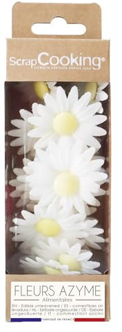 ScrapCooking - 18 Marguerites en Azyme - Fleurs Comestibles Décoration Gâteau - Déco Alimentaire Pièce-Montée, Cupcakes, Pâtisseries - Anniversaire, Mariage - 2296