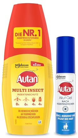 Autan Multi Insect Pumpspray, Multi-Insektenschutz vor Mücken, Stechfliegen und Zecken, 1er Pack (1 x 100 ml) + Autan Insektenstich-Gel, zum Auftragen nach Insektenstichen (20ml)