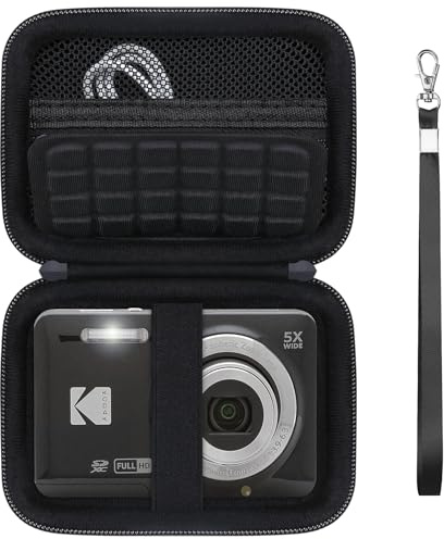 Supmay Digital Camera Case Compatible con Kodak PIXPRO FZ55 FZ45 Digital Camera, Vlogging Camera Storage Holder Bolso de Viaje con Bolsillo de Malla para batería, Cable USB, Tarjeta SD, Negro