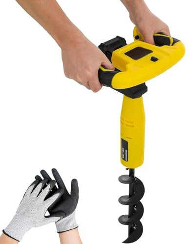 Cordless Earth Auger Post Hole Digger,350W Electric Hole Digging Tool with 11.8 x 3 Inch Drill Bit,Battery Powered with Reverse Function for Small Garden Tree Planting