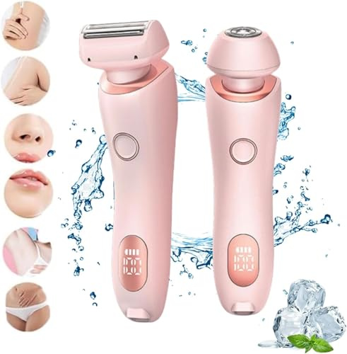 Qosigote Glisse Pro Haarentferner Boulina, Boulina Rasierer Damen, Rasierer Damen Intimbereich Elektrisch, Kabelloser Ubs Nass/Trocken Epilierer Für Gesicht Bikini Beine Arme Körper (Pink)