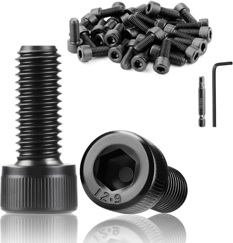 TXXATX 20 Stück Zylinderschrauben M8x20 mm Schrauben Schwarz Innensechskant DIN 912 Zylinderkopfschrauben Kohlenstoffstahl Sechskantschrauben Vollgewinde Inbusschrauben für Möbelreparatur Maschinen