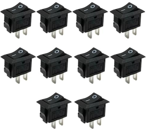 HJDJBD 10 Stk Mini Kippschalter,Klein Eingebettet Wippschalter,Mikroschalter 2 Polig,Ein/Aus Miniboot,Rechteck Einbauschalter,Micro Schalter für 2 Pins 2 Position Häuser,Industrie Etc