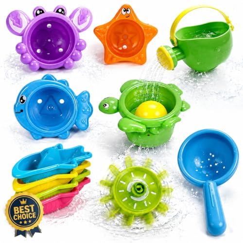 Jouet de Bain & Jouet de Piscine pour Enfants, Jeux Aquatiques Bébé 1 2 3 Ans pour Baignoire & Pataugeoire, Coffret Éducatif Montessori, Jeu d'été Extérieur, Garçon Fille