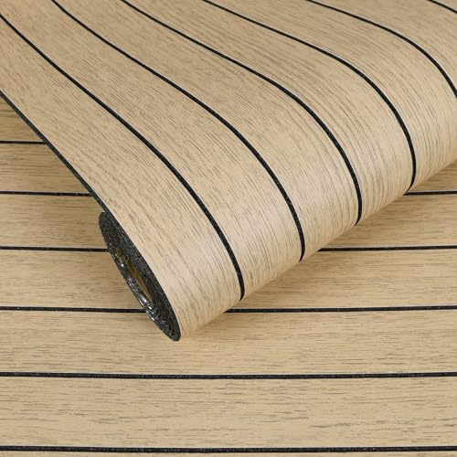 VEELIKE Panneau Mural Bois Chene Beige Autocollant 3D Épais 42,8cm x 300 cm | Papier Peint Bois Beige Panneau Tasseau Bois Vintage Chambre Salon Panneaux Muraux Dalle Pvc Adhesive Murale Intérieur Decor