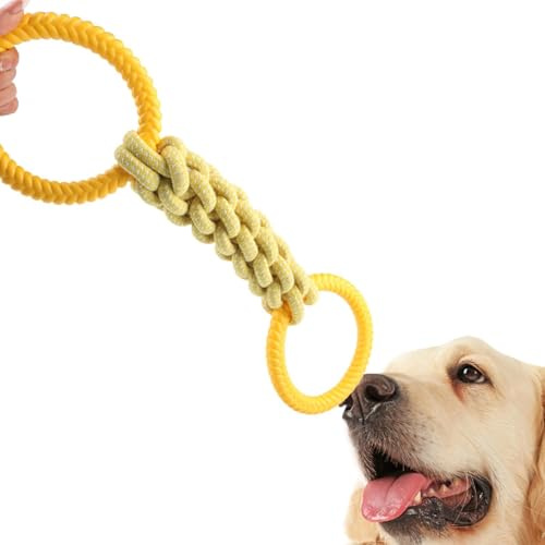 Hunde Seilspielzeug - Strapazierfähiges Zerrspielzeug mit Zwei Griffen, Beißring Kauspielzeug für Welpen Erwachsene Seiloberfläche dieses Hundespielzeugs hilft, die Zähne gesund zu halten, indem s