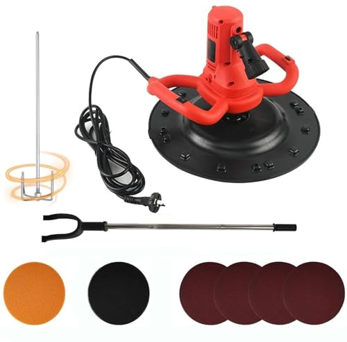 Cazzuola Elettrica Per Intonaco E Malta Con Funzioni Di Levigatura E Lucidatura Delle Pareti, 1-6 Velocità Variabili 80-600 Rpm, Motore In Rame Puro, Include Asta Di Miscelazione E Luce Led(Red)