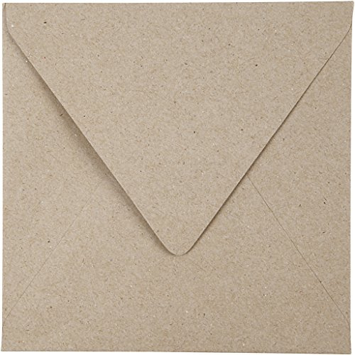 Creativ 20524 återvunna kuvert, storlek 16 x 16 cm, 120 g, 50 stycken, naturbrun