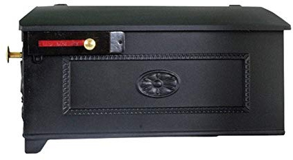 GSi Luxury Large Mailbox - Black Style 1 | Post Mount Mailbox for Outside | Parcel Mailbox for House | Includes Brass Knob, Red Flag and Hardware - Rural and Decorative 19 x 9 x 7.75” Aluminum