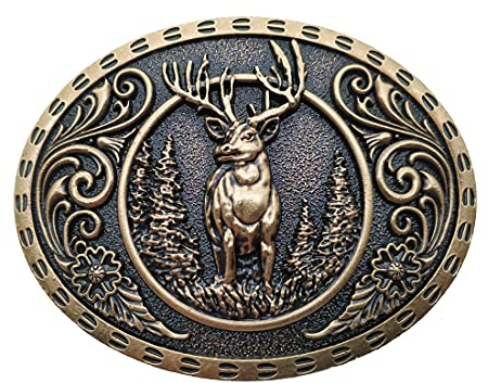 Buck Hunter Deer Hunting Western Antler Head Belt Buckle Gürtelschnallen