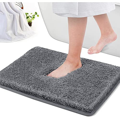 Cumay Tappetino da bagno assorbente, tappetino doccia posteriore in gomma antiscivolo, kit accessori per bambini (grigio, 50X80CM)