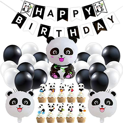 Panda-Dekorationsset für Geburtstagsparty, Panda Party Dekorationen gehören Mylar Balloons, Kindergeburtstag Deko Geburtstag Dekoration Set für Mädchen, Themen Babyparty