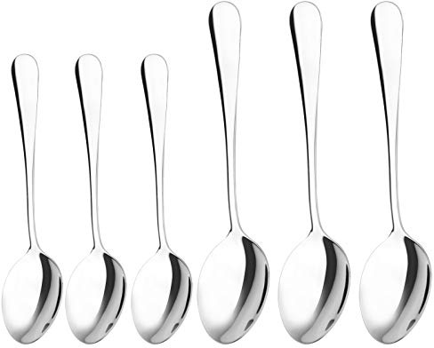 Qinglele Esslöffel, Esslöffel, 6-teiliges Set, 3 große 20,4 cm 8 Zoll, 3 kleine 17 cm 6,7 Zoll, 304 Edelstahl