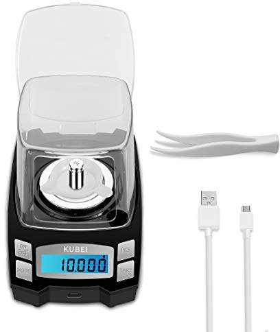 KUBEI 100g/0.001g USB Aufladen Milligramm Waage,Mini-Hochpräzise Grammwaage Digitalwaage Briefwaage Goldwaage Feinwaage, Schmuckwaage mit Kalibriergewichte, Pinzetten, Wiegeschale