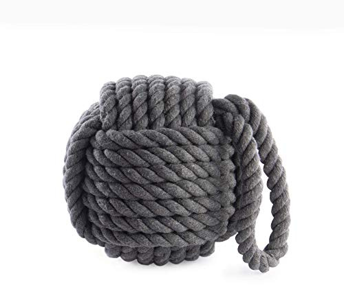 Rope Knot Door Stop - Grey | Nautical Theme | Decorative Yarn Door Stopper | Simple Stylish Heavy Interior Door Weight | Stop Wedge | M&W