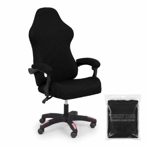 Deisy Dee Fundas elásticas de poliéster para sillas reclinables, para sillas de Juegos de Carreras, Color Negro