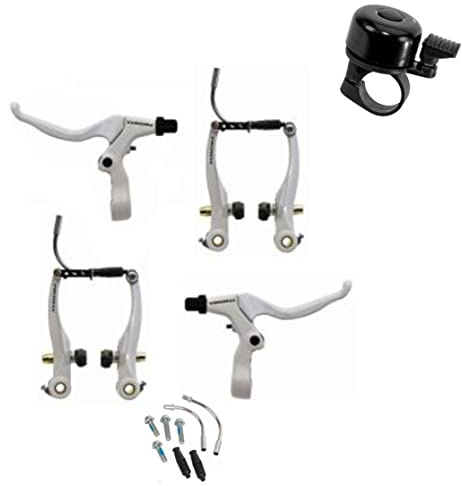 Fahrrad V-Brake Bremsen-Set Promax in weiß inkl. 1 x Fahrradklingel