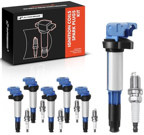 A-Premium Set of 6 Ignition Coil Pack and Iridium Spark Compatible with BMW | Compatible with BMW 325Ci 325i 325xi 330Ci 330i 330xi 525i 530i X3 X5 Z3 Z4, Blue