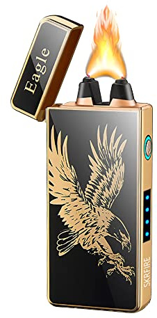 Arco Plasma Mechero Eléctrico Encendedor USB Recargable a Prueba de Viento Encendedor sin Llama con indicador de batería LED (Eagle)