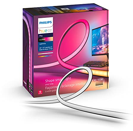 Philips Hue - Set de 3 Tiras de led Hue Play Gradient para PC, 24-27, Luz Blanca y de Colores, sincroniza con el contenido de la pantalla