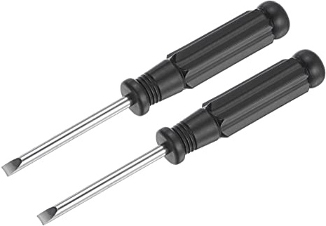 sourcing map 2Stk Mini Schlitz Schraubendreher, 4,0 mm Flachkopf | schwarzem Griff für Kleingeräte