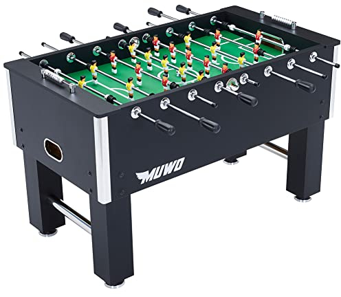 MUWO Finale Tischkicker mit 22 Spielfiguren in unterschiedlichen Trikotfarben in der klassischen 1-2-5-3 Aufstellung, 2 Bälle inklusive. Maße: 140 x 76 x 86,3 cm, Gewicht: 50 kg (Schwarz)