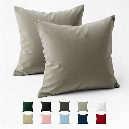 Dreamzie - Kissenbezug 80x80cm - 100% Baumwolle Renforcé - Hellgrau | 2er Set · Oeko-Tex zertifiziert · mit Reißverschluss · Kopfkissenbezug & Kissenhülle · 57 Fäden/cm² · Weich & Kühlend