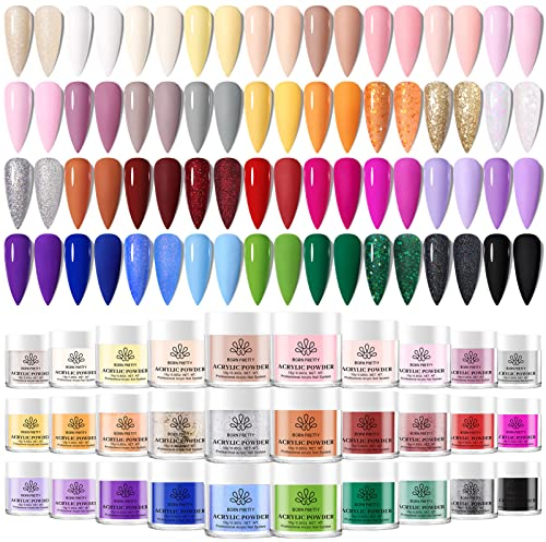 Acrylpulver für Nägel, 36 Farben, professionelles Set aus Acryl, für Nagelverlängerung von Acrylnägeln, für Profis und Anfänger, Acrylpulver, keine Nagellampe