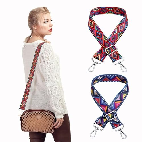 2 Stück Wechselgurt für Taschen,Bauchtasche Breiter Gurt für Crossbody Bag Umhängetasche,Taschengurt Blau und Rot Bag Strap,Taschenriemen Handtaschengurte zum Wechseln,Gurt Umhängegurt für Taschen