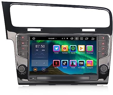 Erisin 9 Zoll 4GB RAM+64GB ROM 8-Kern Android 14 Autoradio Mit GPS Navi für VW Golf VII/7 Unterstützt CarPlay Android Auto DSP Bluetooth DAB+ WiFi FM Radio A2DP TPMS Canbus Touchscreen