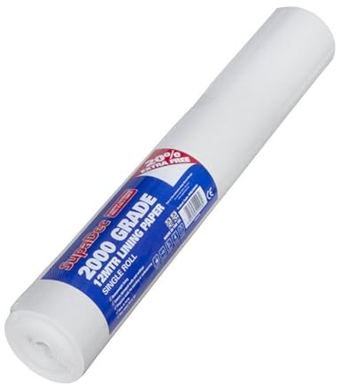 SupaDec 2000 Grade Wall Lining Paper Wall Ceiling Smoothing Wallpaper 12M Roll 6.36M2 Coverage
