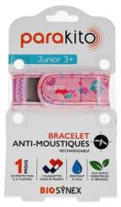 PARAKITO - Bracelet Anti-Moustiques Réutilisable - 2 Plaquettes Incluses aux Huiles Essentielles - 1 Mois de Protection - Sans DEET - Taille Junior 3+ (Sirènes)