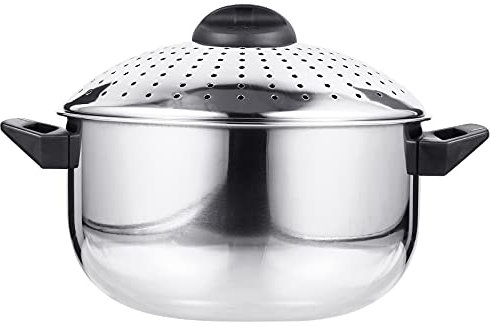 Nudeltopf aus Edelstahl for den Herd mit Siebdeckel, Spaghettitopf, Nudelkochtopf for Kochen von Nudeln, Nudeln, Gemüse oder Soße, silberfarben, 9,2 x 9,2 x 6,2 Zoll(24CM,32X24X21CM)