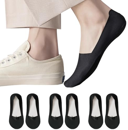 Shudyear No Show Socks for Women, 6 Pairs Invisible Non Slip Low Cut Socks, Low Cut Cotton Breathableb for Loafers Sneakers Shoes (4-7)