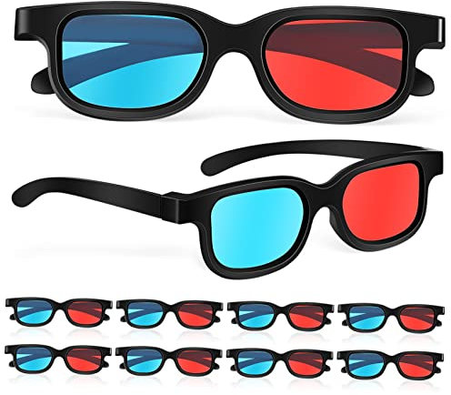 OSALADI Lunettes de Cinéma 3D Légères Anaglyphes Rouges et Bleues, 10 Pièces pour Films et Usage au Théâtre