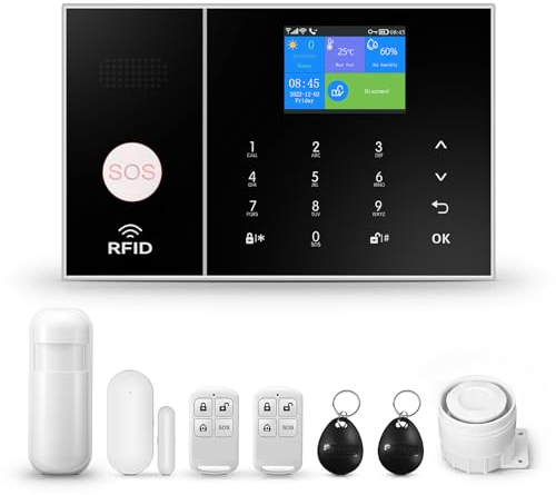 PGST Wireless Alarm System, WIFI + GSM for Home and Apartment, With Door/Window Contact, Motion Detector, Works With Alexa and Google
