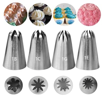 BKEKM Pastry Nozzle 1b/1c/1e/1g Large Icing Piping Nozzles Confectionery Cake Tool Cupcake Stainless Steel Cookies Piping Nozzle