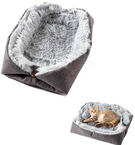 LATRAT Lit pour Chat Chien, 2 en 1 Double Usage Panier pour Chat Coussin, Coussin Chat Doux et Confortable Convient aux Chatons Chiots et Petits Animaux