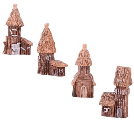 HANABASS 4piezas Decoración De Castillo De Madera Mini Cabaña De Casa De Hadas Adorno De Casa De De Accesorio para para Micropaisaje De Jardín Manualidades