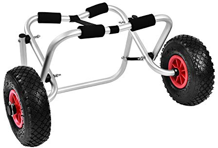 Yosoo Health Gear Kajak-Kanu-Rad Dolly Boat Carrier Trolley aus Aluminium Legierung Angel Zubehör Faltbares Paddel-Brett-Anhänger-Transport ohne Flache Luftlose Reifen