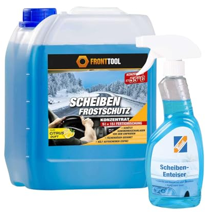 FRONTTOOL Scheibenreiniger Frostschutz 5L inkl. Scheibenenteiser 500ml, Scheibenenteiser, Frostschutzmittel, Frostschutz
