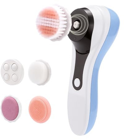 POFET Dispositivo detergente Rotante esfoliante Elettrico 5 in 1 Viso Impermeabile Scrub esfoliante Delicato Cura della Pelle